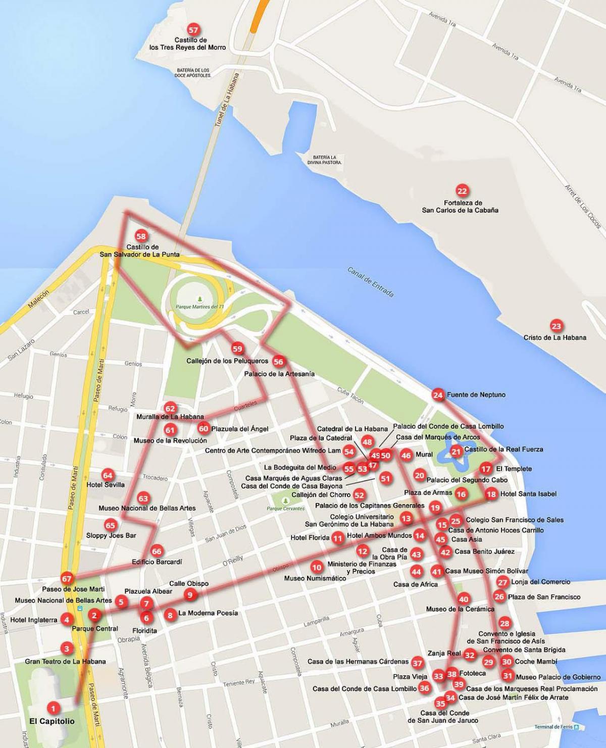 Wanderkarte von Havanna