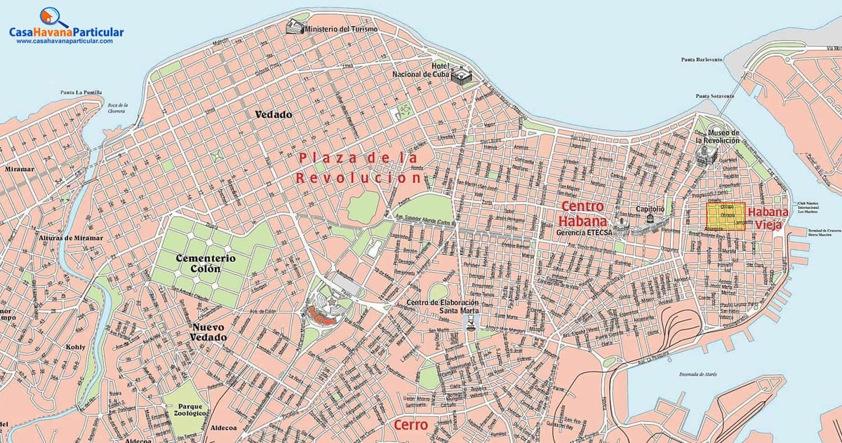 Straßenkarte von alt-Havanna Kuba