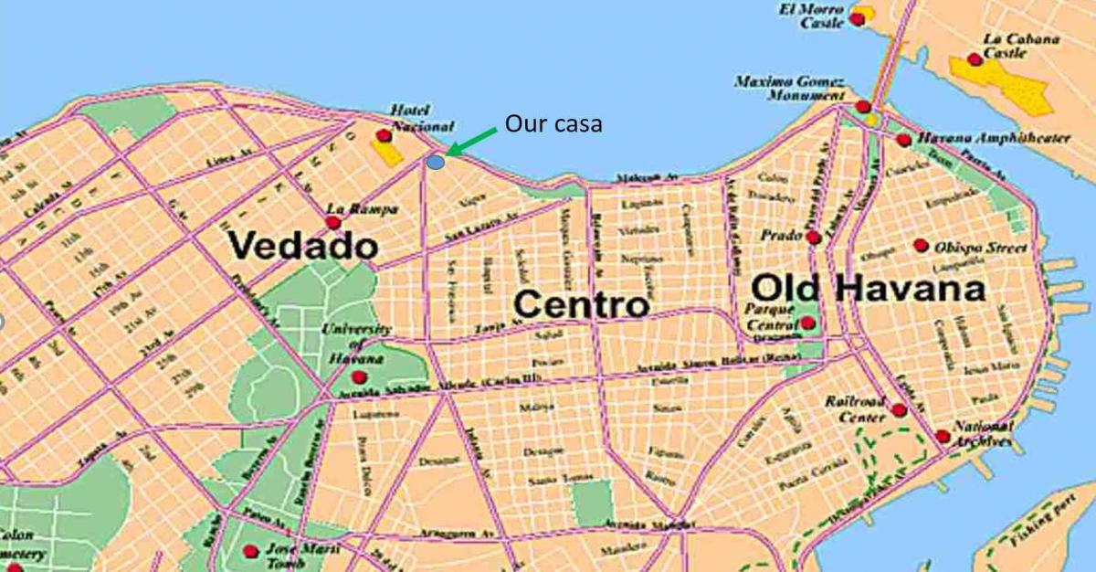 Karte von vedado Havanna Kuba